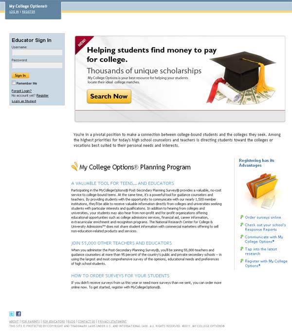 Educator Site Has Moved to MyCollegeOptions.org